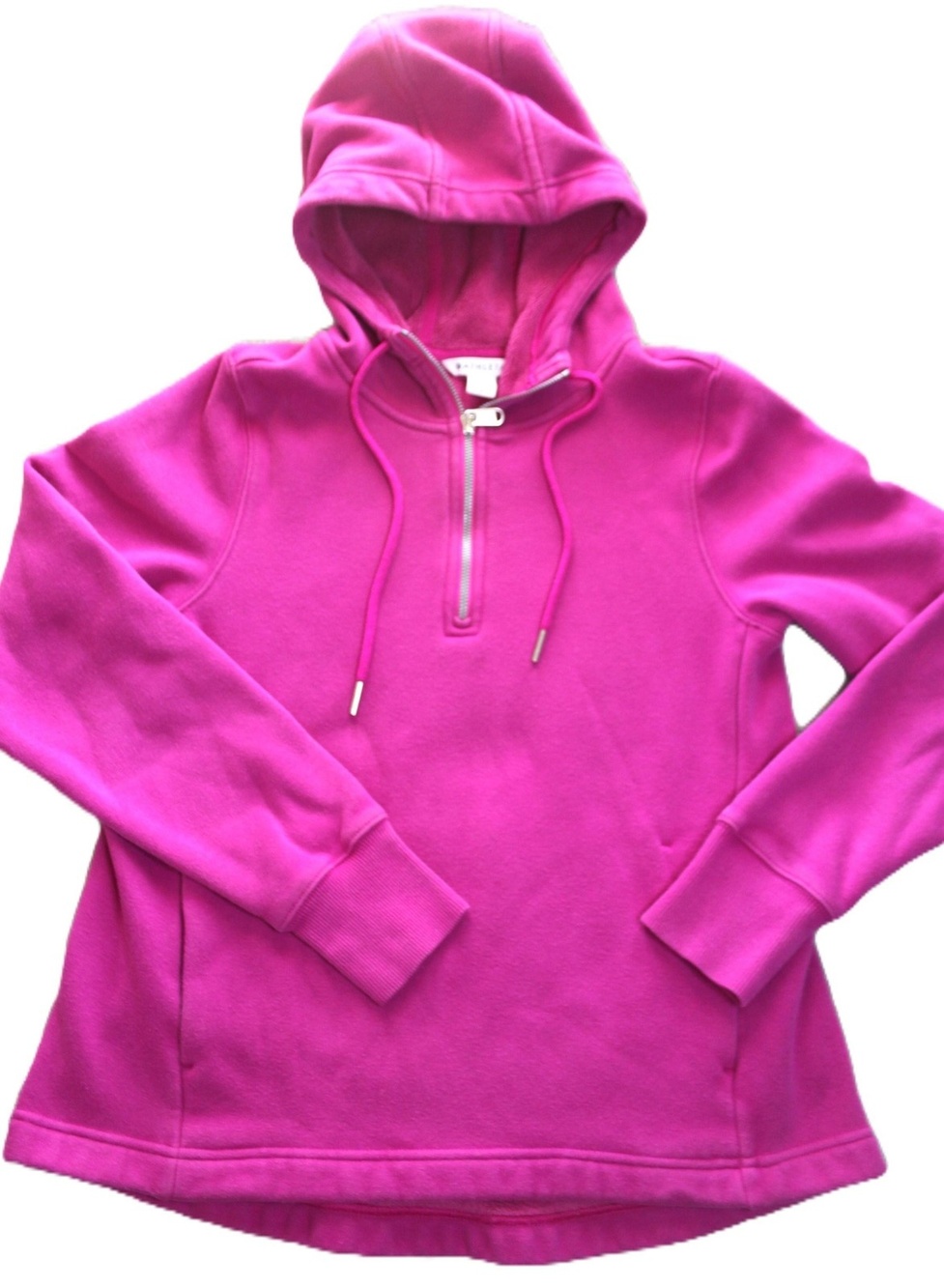 Athleta Hoodie Womens XS Pink Cozy Karma 1/4 Zip Lined Fleece Pullover Stretch